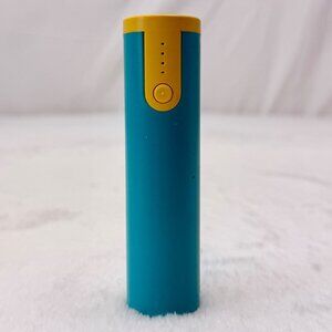 Power Bank Cylindrical Rod Model E1-07 USB A Back-Up Battery Teal Yellow